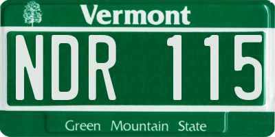 VT license plate NDR115