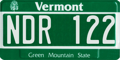 VT license plate NDR122