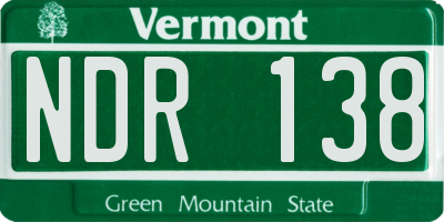 VT license plate NDR138