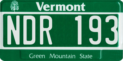 VT license plate NDR193