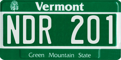 VT license plate NDR201