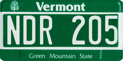 VT license plate NDR205