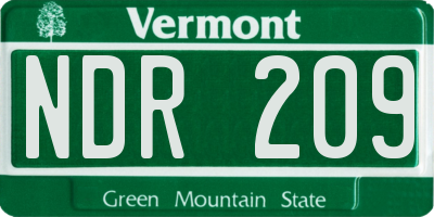 VT license plate NDR209