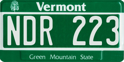 VT license plate NDR223