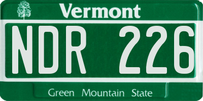 VT license plate NDR226