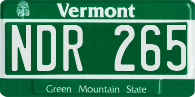 VT license plate NDR265