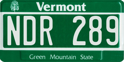 VT license plate NDR289