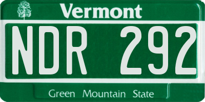 VT license plate NDR292