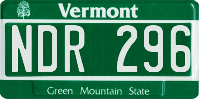 VT license plate NDR296