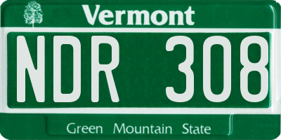 VT license plate NDR308