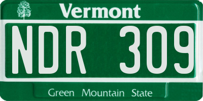VT license plate NDR309