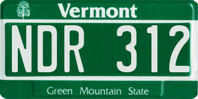VT license plate NDR312