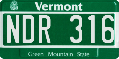 VT license plate NDR316