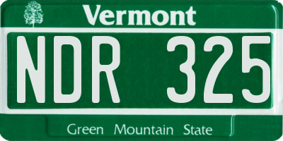 VT license plate NDR325