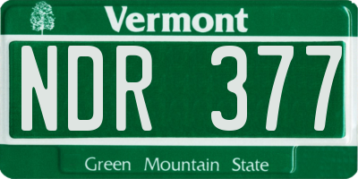 VT license plate NDR377