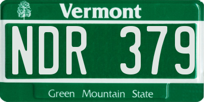 VT license plate NDR379