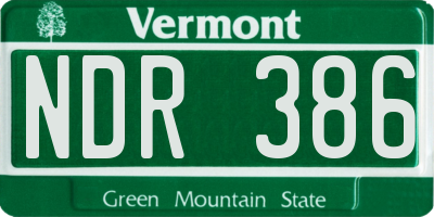 VT license plate NDR386