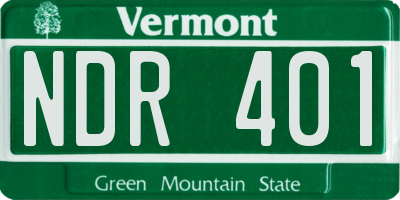 VT license plate NDR401
