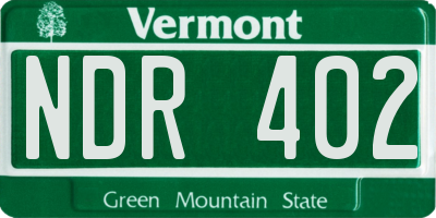 VT license plate NDR402