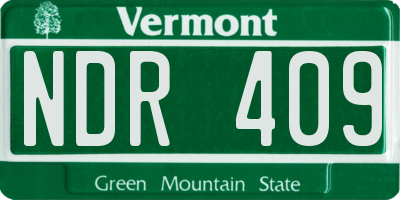 VT license plate NDR409