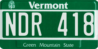 VT license plate NDR418