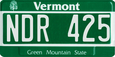 VT license plate NDR425