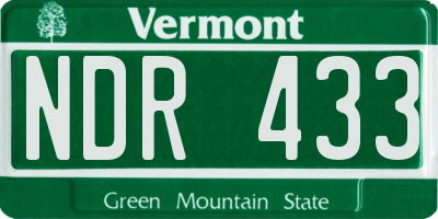 VT license plate NDR433