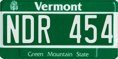 VT license plate NDR454