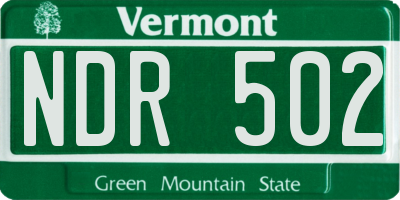 VT license plate NDR502