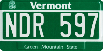 VT license plate NDR597
