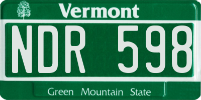 VT license plate NDR598