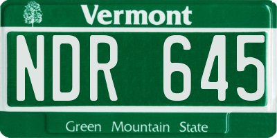 VT license plate NDR645