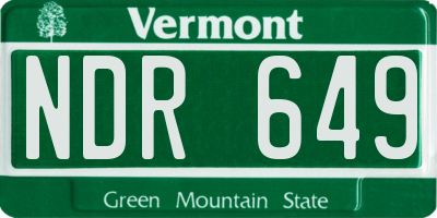 VT license plate NDR649