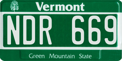 VT license plate NDR669