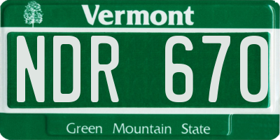 VT license plate NDR670