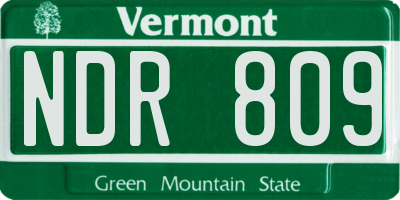 VT license plate NDR809