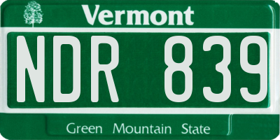 VT license plate NDR839