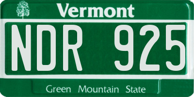 VT license plate NDR925