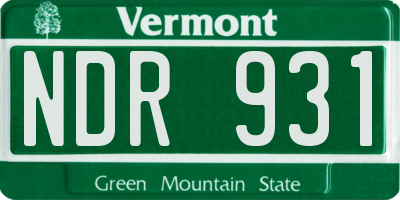 VT license plate NDR931