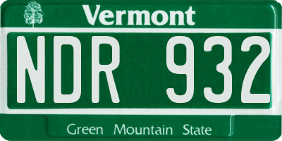 VT license plate NDR932