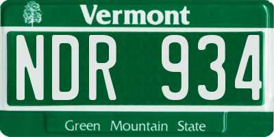 VT license plate NDR934