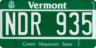 VT license plate NDR935