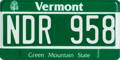VT license plate NDR958