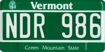 VT license plate NDR986