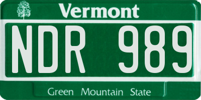 VT license plate NDR989