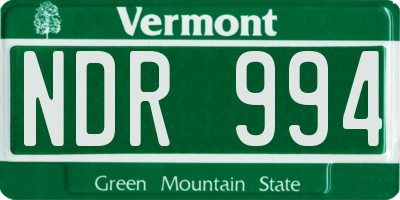 VT license plate NDR994