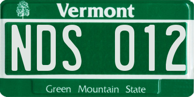VT license plate NDS012