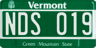 VT license plate NDS019