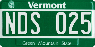 VT license plate NDS025