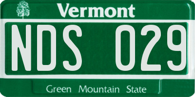 VT license plate NDS029